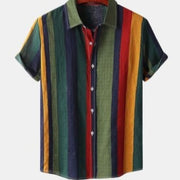 Men's Summer Hawaiian Short‑Sleeve Shirt – Loose Fit, Stretch Fabric