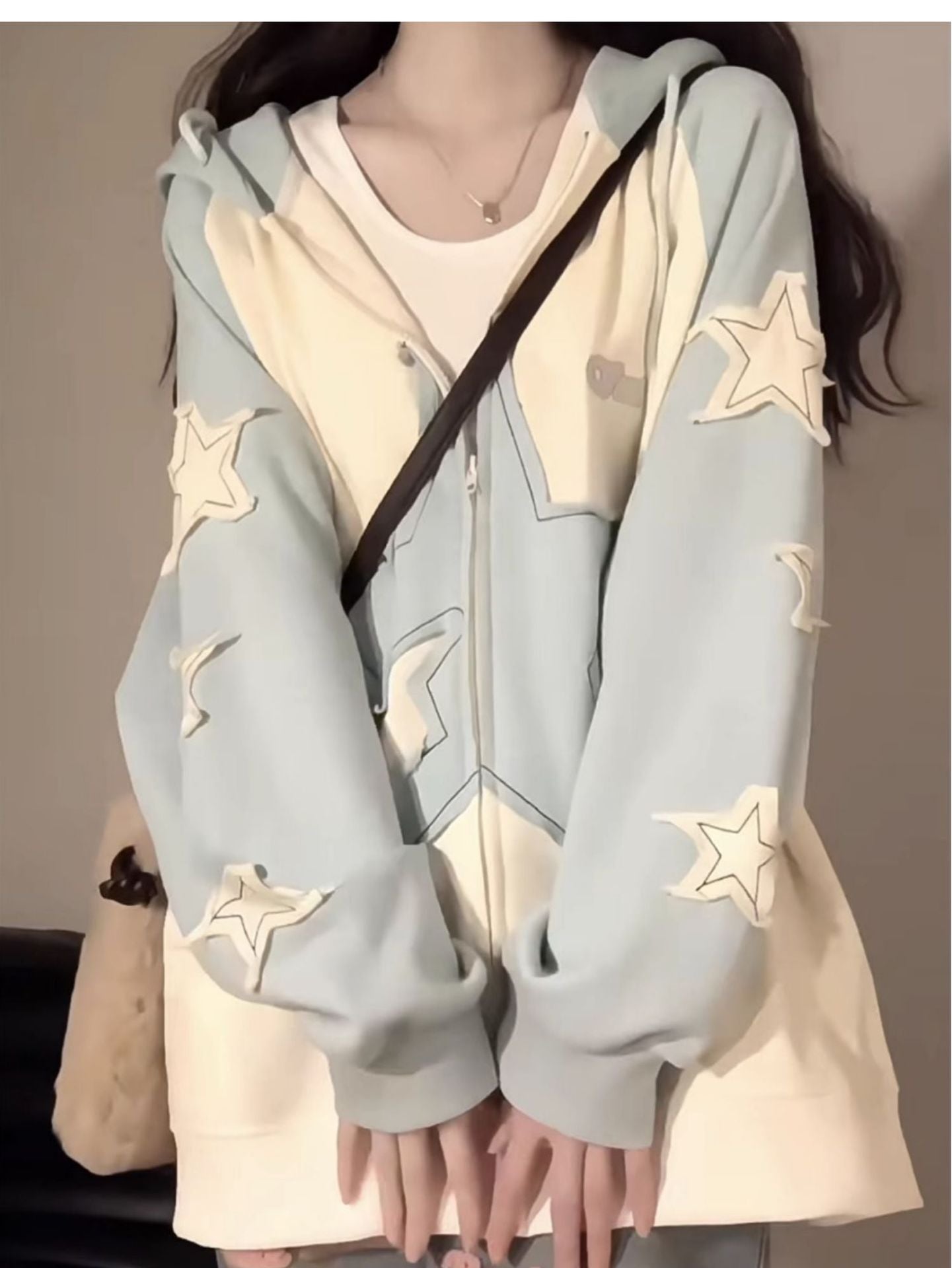 Women's Korean Loose Patchwork Hoodie Jacket