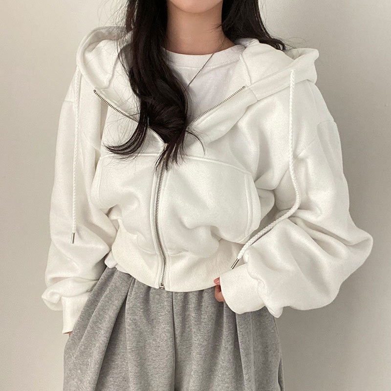 Women's Cozy Long Sleeve Zipper Pocket Hoodie