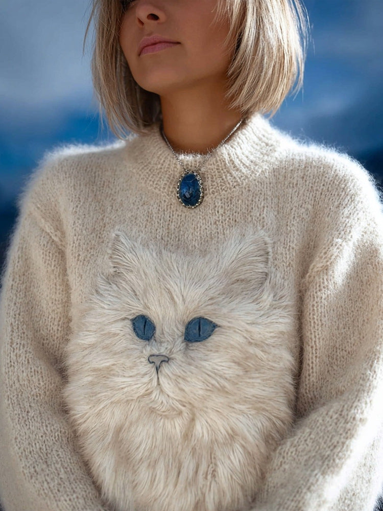 American-style Crewneck Long-sleeve Sweater for Women
