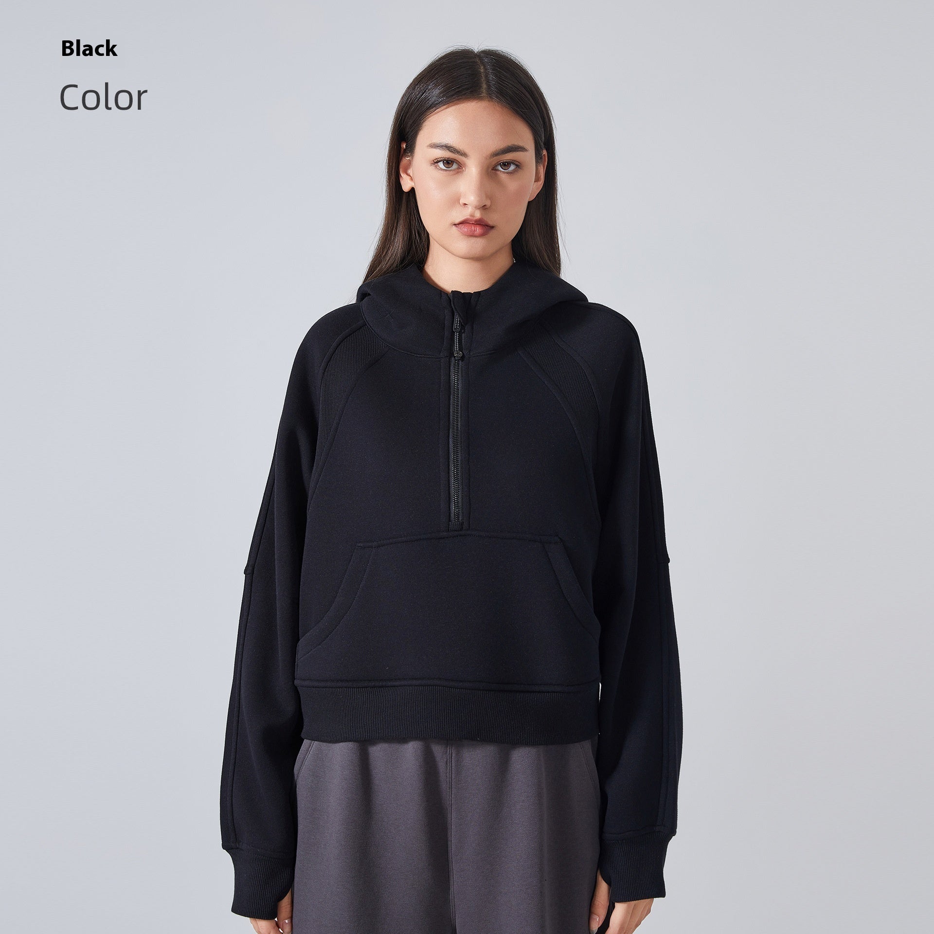 Fleece-Lined Half-Zip Yoga Hoodie for Warmth & Comfort