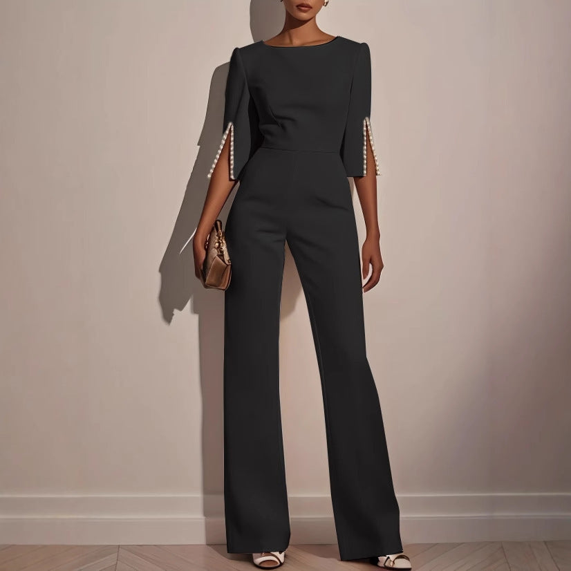 Elegant Beaded Slim-Fit Bodysuit for Women