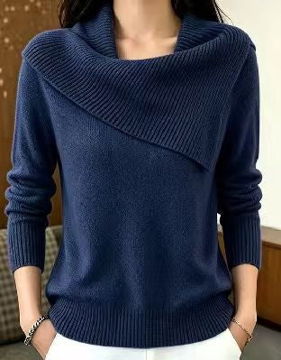 Womens Relaxed-fit Casual Lapel Sweater