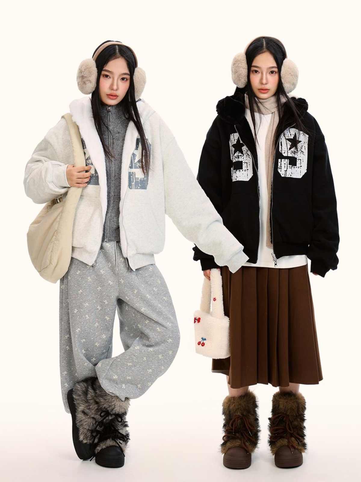 Reversible Fleece-Lined Padded Zip Hoodie