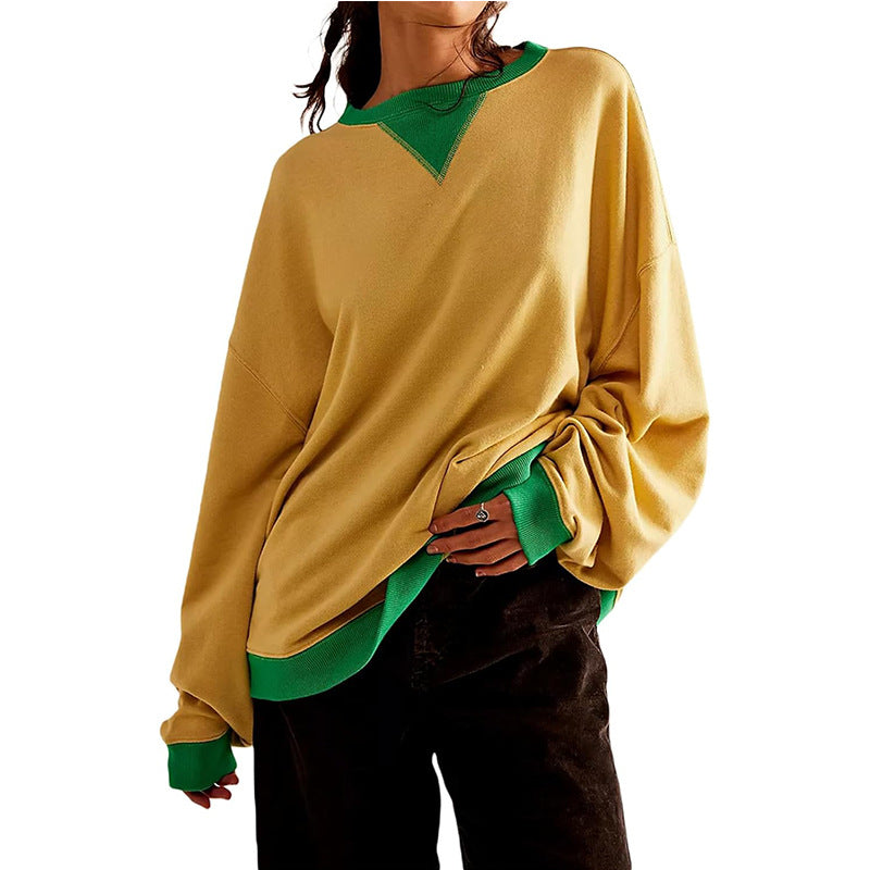 Women's Contrast Color Loose Casual Sweater