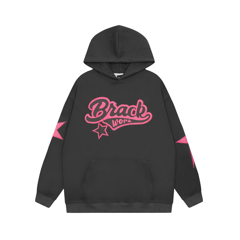 Alphabet Embroidery Cozy Hooded Sweatshirt