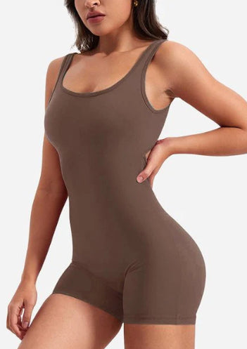 Sleeveless Pleated Romper Backless Midriff Jumpsuit