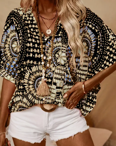 Vacation Style Batwing Sleeve Top