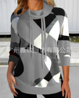 Chic Printed Turtleneck Sweater for Women