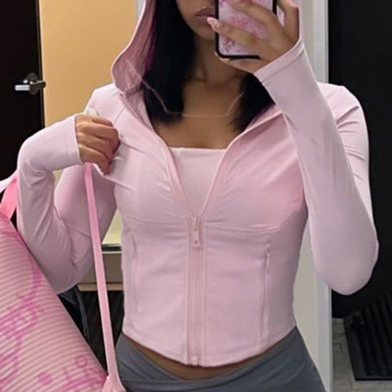 Women's Slim-Fit Zip Yoga Top Long Sleeve Sports Shirt