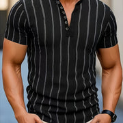 Men's Short Sleeve Striped Henley Shirt