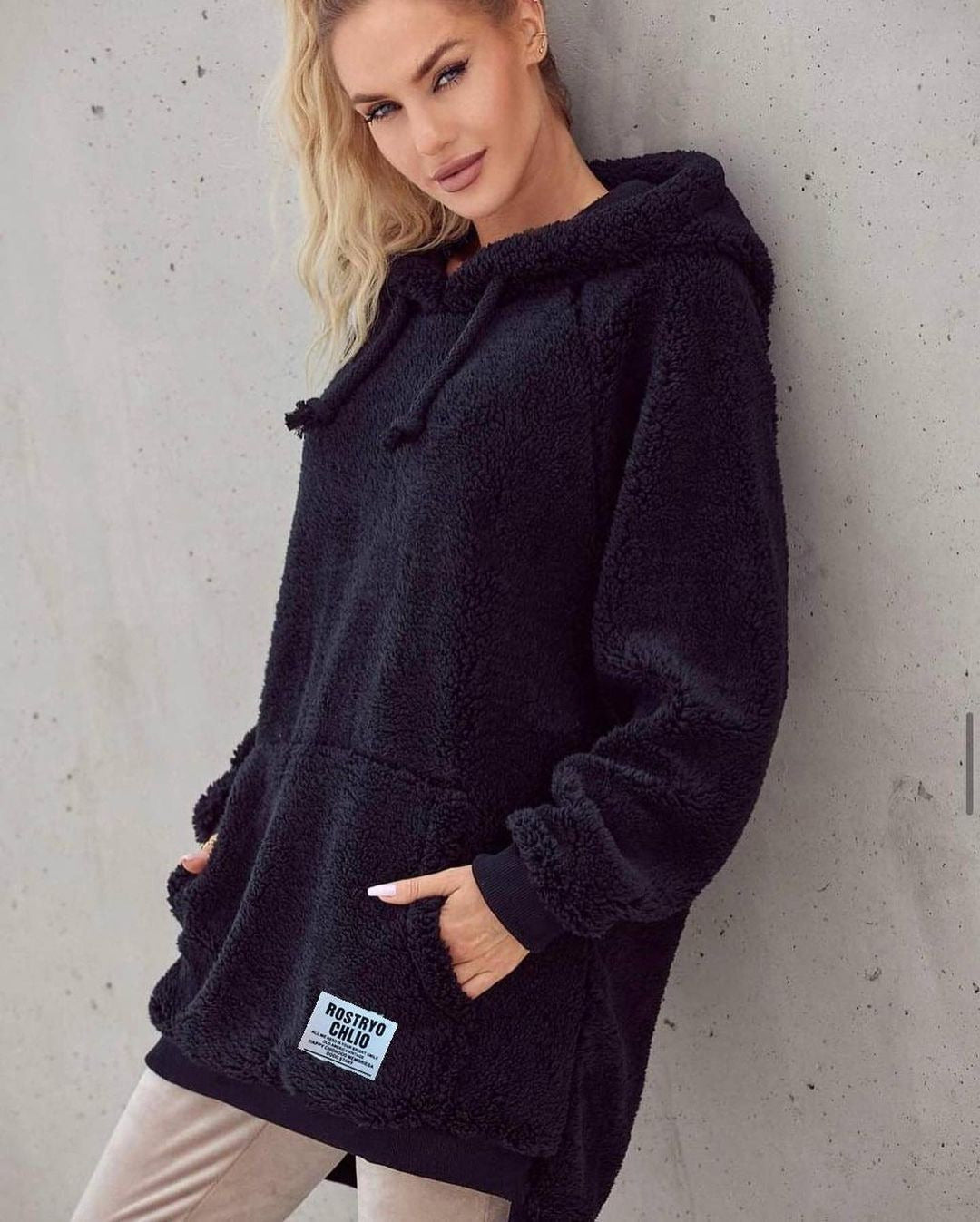 Cozy Flannel Long-Sleeve Pullover Sweatshirt