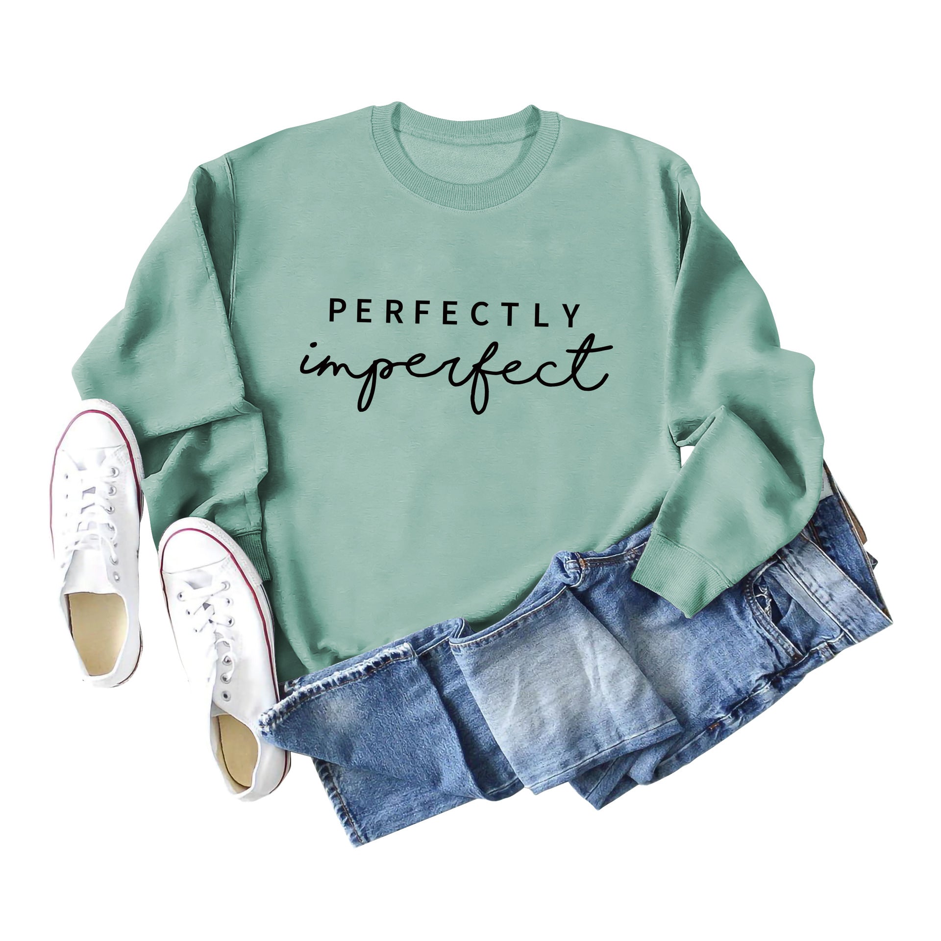 PERFECTLY Imperfect Women's Round Neck Long Sleeve Sweater