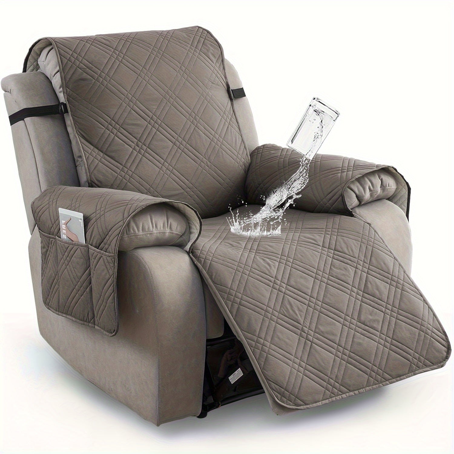 Waterproof Recliner Chair Cover with Pocket, Pet Scratch-Resistant Sofa Slipcover