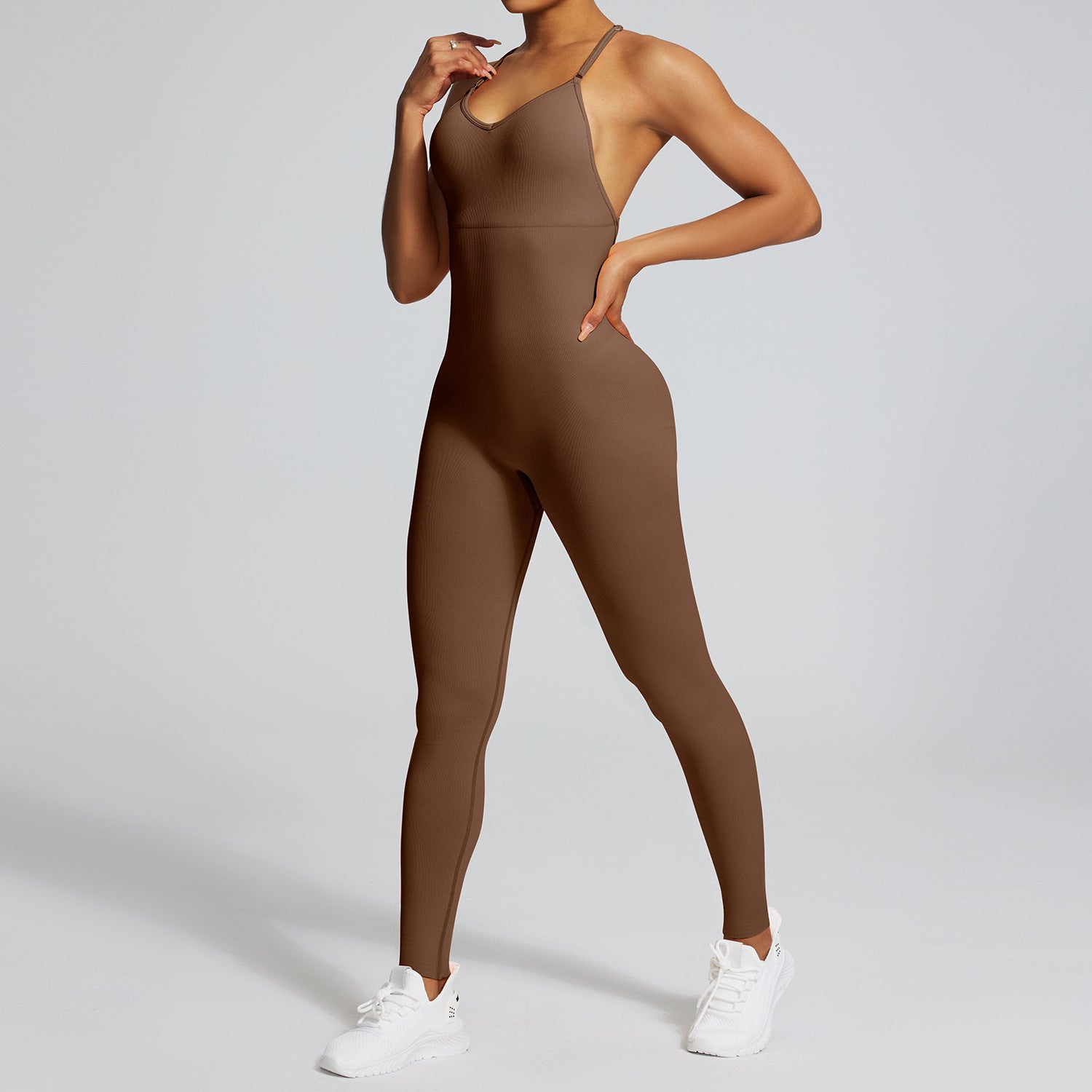 Seamless Back-Supporting Yoga Jumpsuit For Women With Straps