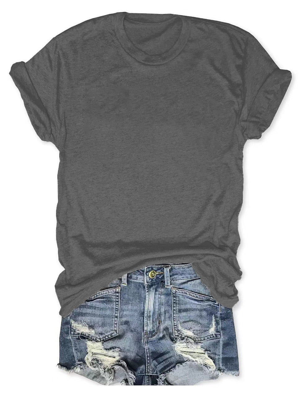 Classic Solid Cotton Casual Crewneck T-Shirt