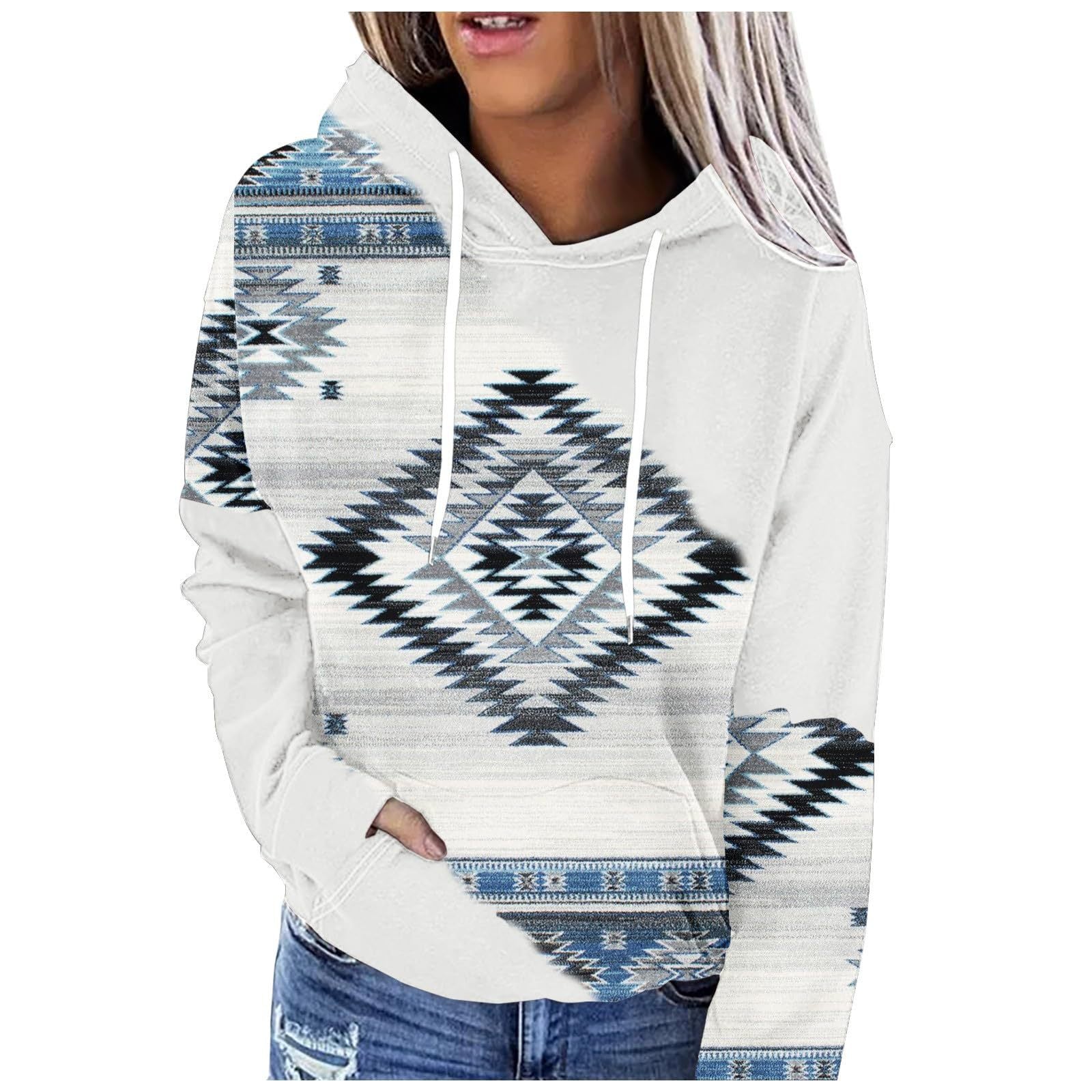 Women's 3D Retro Multicolor Hooded Sweatshirt with Pockets
