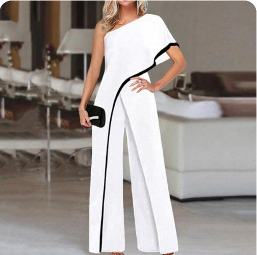 Women's Color Contrast Slimming Printed Jumpsuit