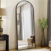 Extra Large Full Body Mirror - Standing or Hanging Floor Mirror with Arched Top, for Living Room, Bedroom, Dressing Room - Modern Home Decor - Black, Elegant Design, Brushed Finish, Interior Designers