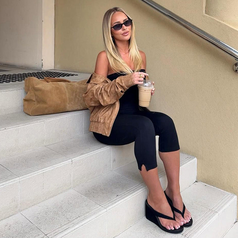 Women's Sleeveless High-Waist Tube Top Long Jumpsuit