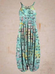 Boho Printed Harem Drop-Crotch Jumpsuit