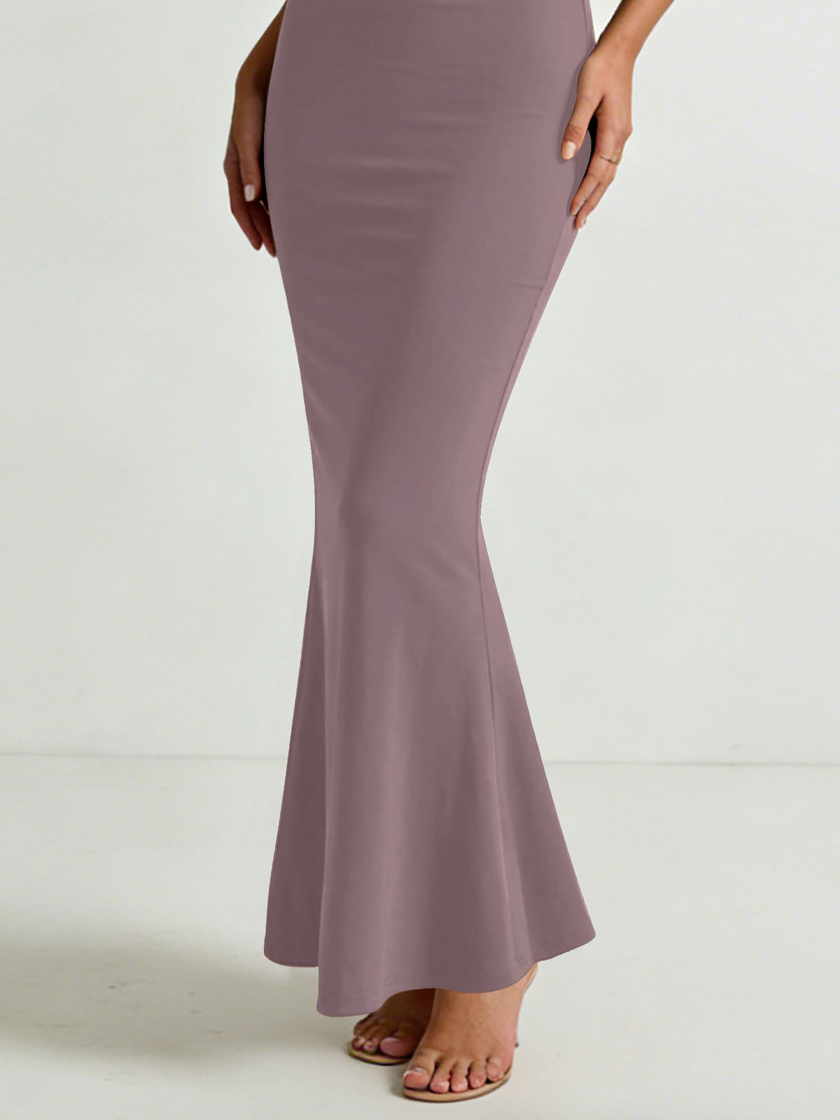 Women's Solid Color Spaghetti Strap Square Neck Bodycon Maxi Dress, Elegant Sleeveless Mermaid Evening Dress Summer Dress for Women