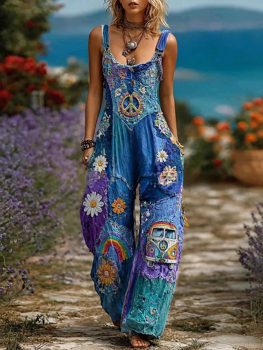 Floral Print Wide-Leg Jumpsuit for Women