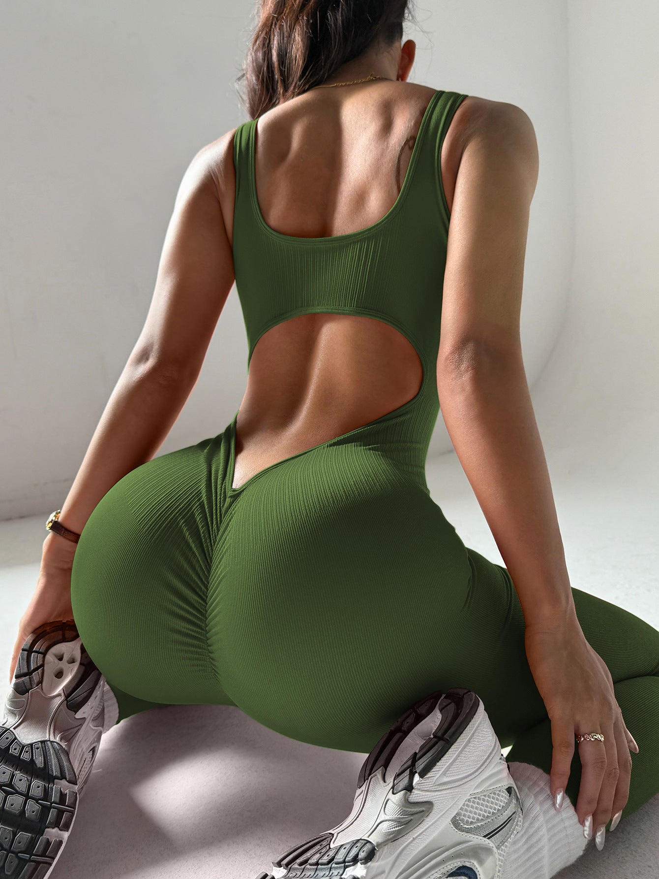Backless Seamless Yoga Bodysuit for Workout & Fitness