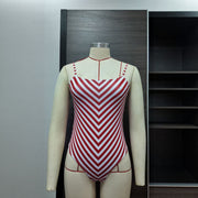 Sexy Striped One-Piece Swimsuit for Beach and Swim