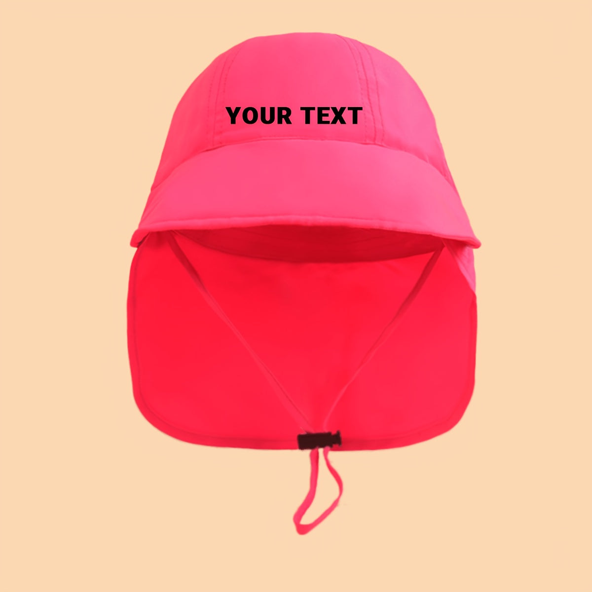 Kids Custom Bucket Hat with Neck Flap, Personalized Name/Date/Inspirational Word, Wide Brim, Adjustable Strap, 5-11 Years