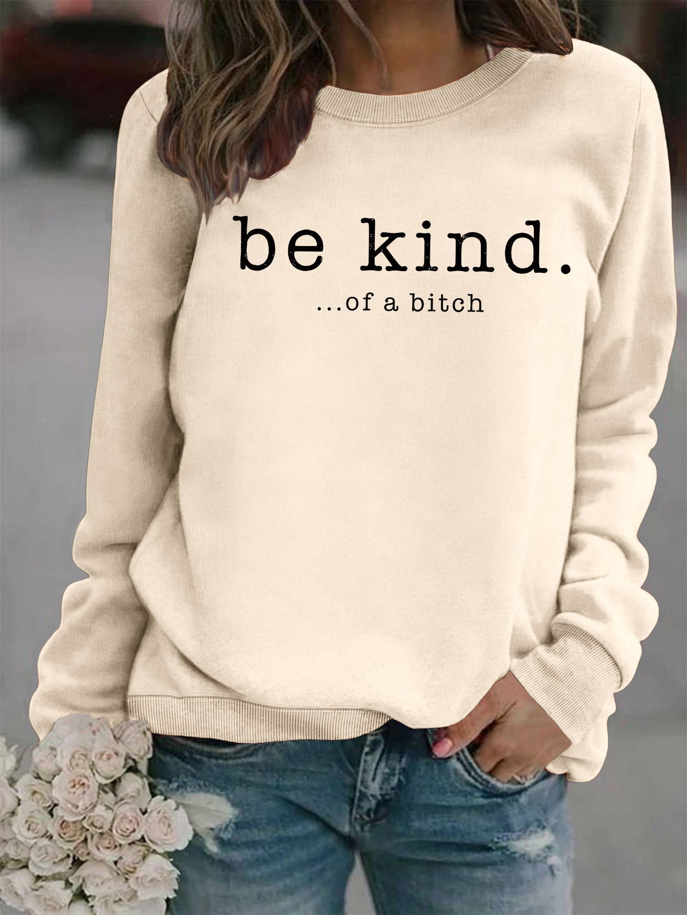 Women's Casual Printed Round Neck Pullover Hoodie