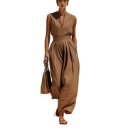 Sleeveless High-waisted Loose-fitting Wide-leg Pants Casual Jumpsuit For Women