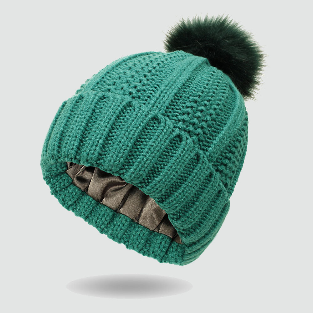 Loose Fit Satin Knit Women's Hat for Winter
