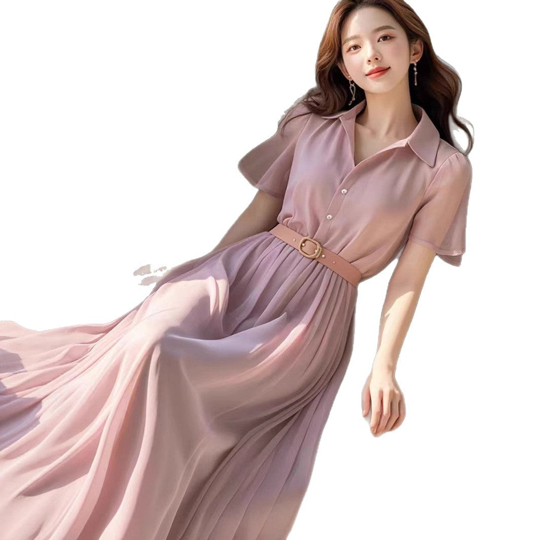 Simple Elegant and Sophisticated Purple Chiffon Dress for Women