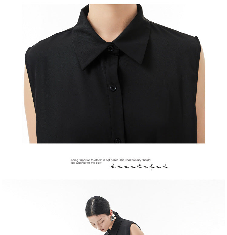 Women's Summer Thin Japanese Lapel Sleeveless Jumpsuit