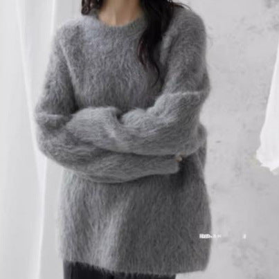 Thickened Cozy Mohair Sweater for Women in a Relaxed Laid-back Style for Fall and Winter