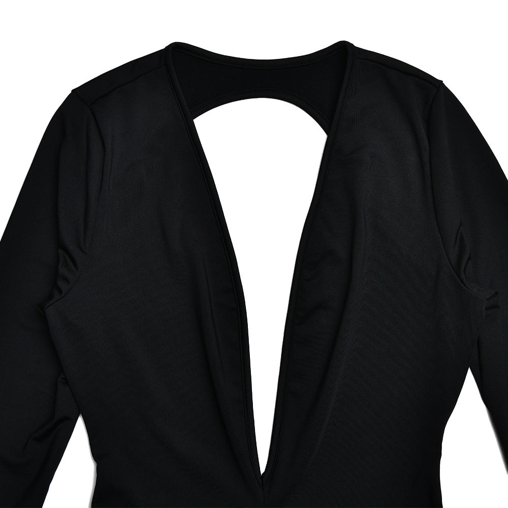 Women's Deep V-neck Long-sleeved Leggings