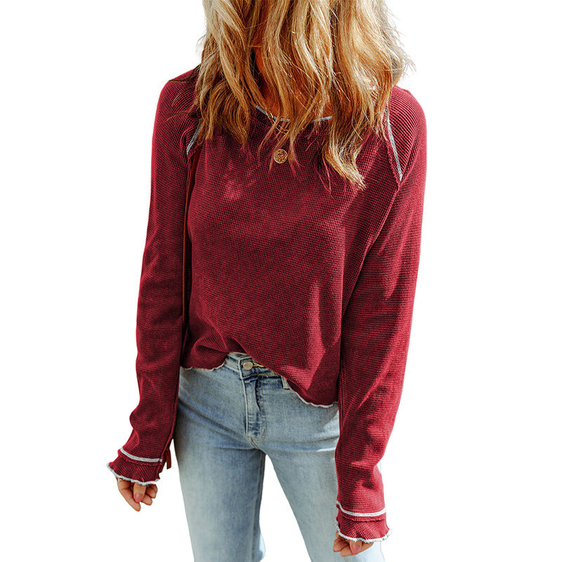 Women's Solid Color Autumn Casual Long Sleeve Bottoming Shirt