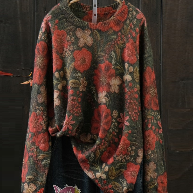 Plus Size Knit Pullover Sweater Loose Retro Outerwear