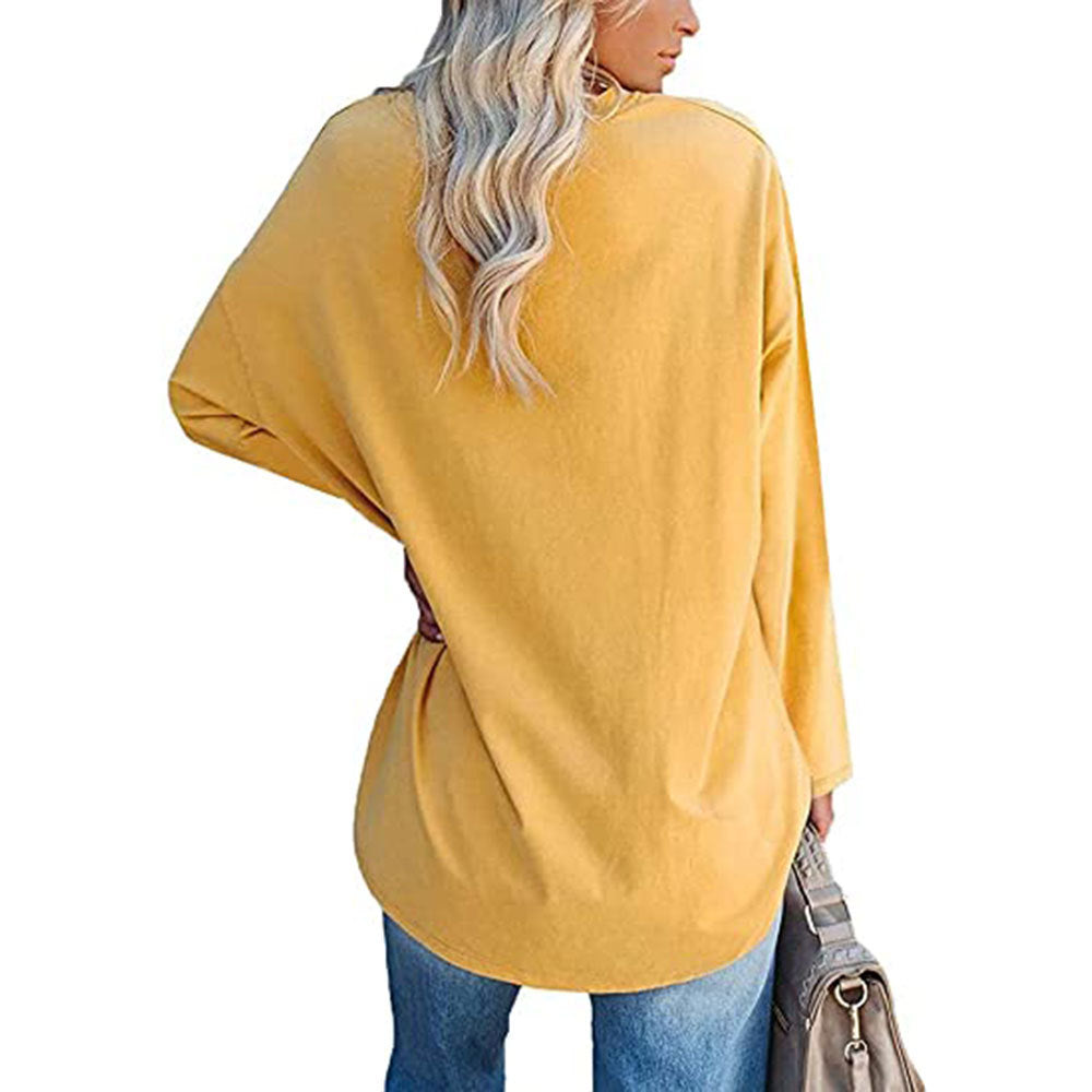 Oversized V-Neck Drop-Shoulder Casual Cotton T-Shirt