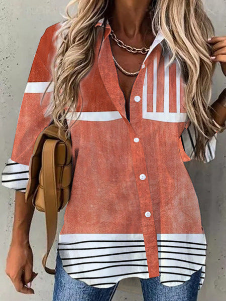 Women's 3D Digital Printing Fashion Long Sleeve Shirt