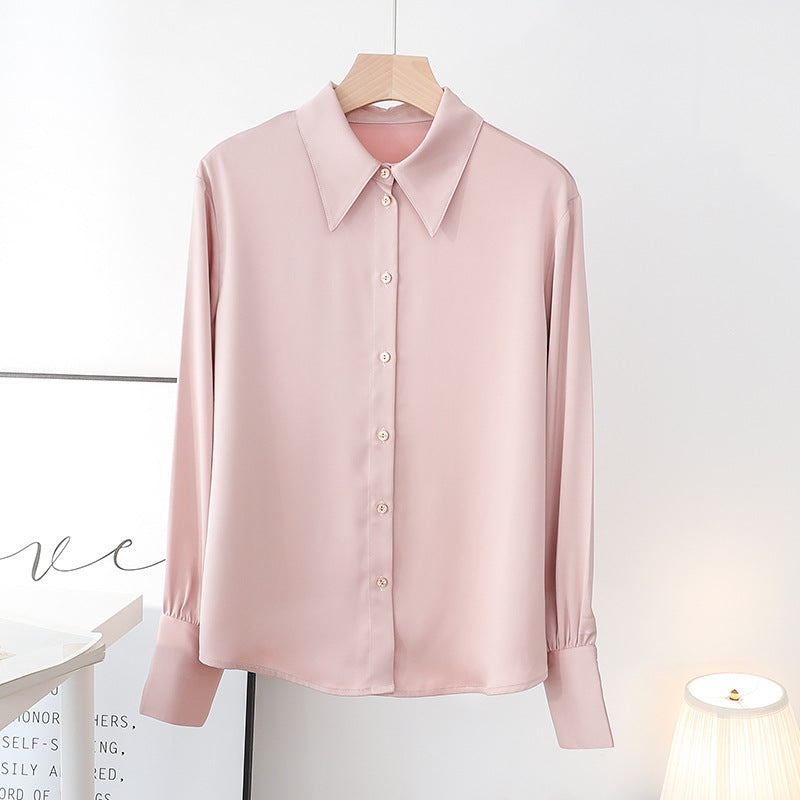 Women's Satin-Like Long-Sleeve Shirt