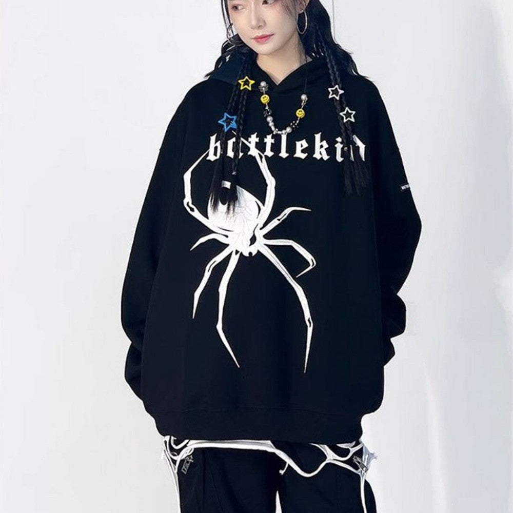 3D Spider Print Loose Casual Pullover Hoodie for Men & Women