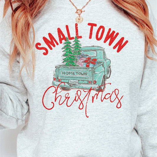 Festive Christmas Truck Graphic Fleece Sweatshirt