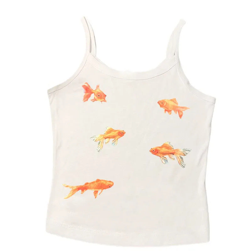 Slim Fit Sleeveless Shirt – Printed Square Collar, Personalized Style