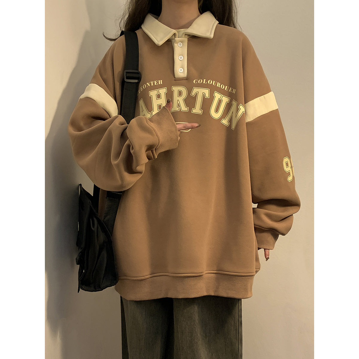 Retro Velvet Polo Collar Plus Size Thickened Winter Sweater