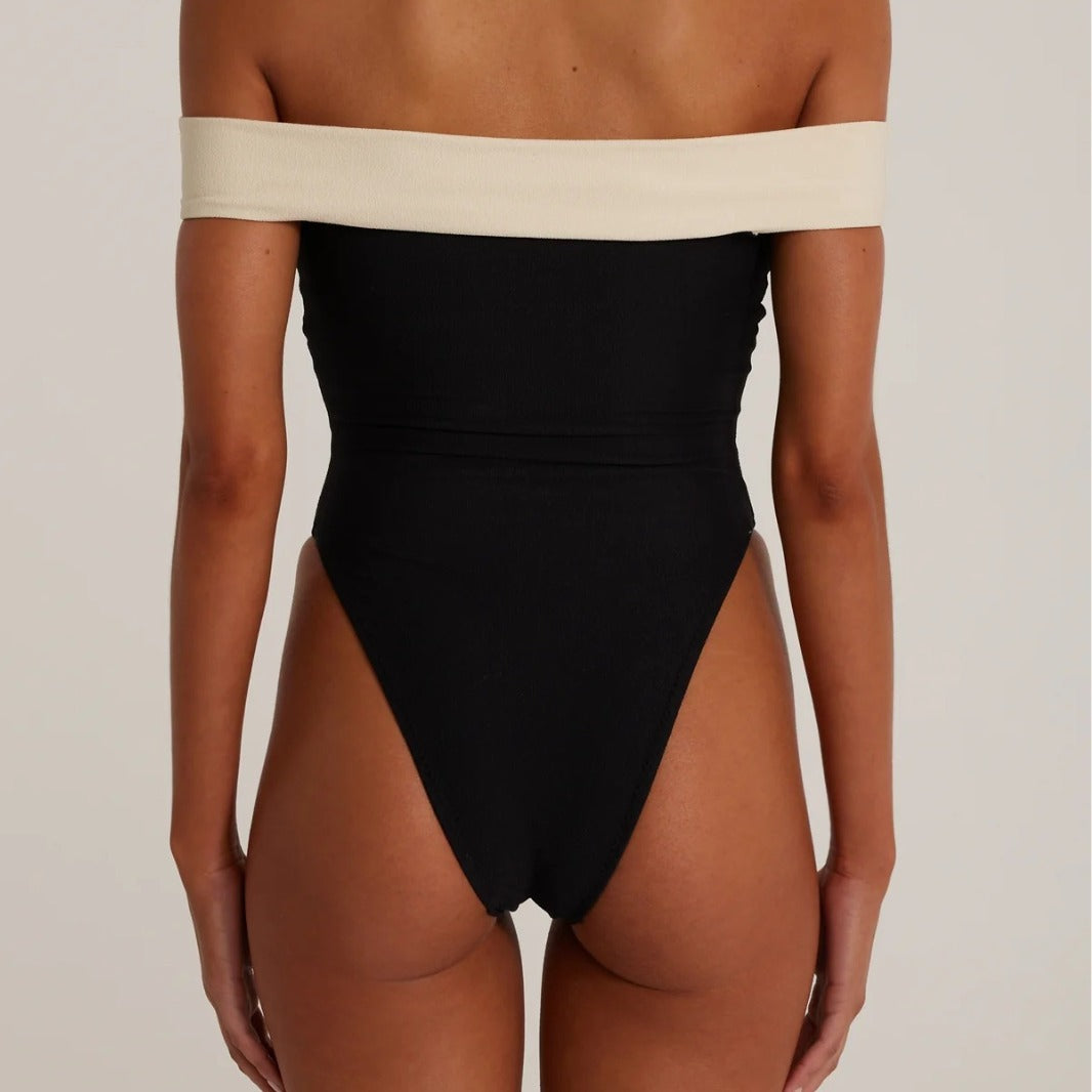 Off-the-Shoulder High Waist One-Piece Swimsuit