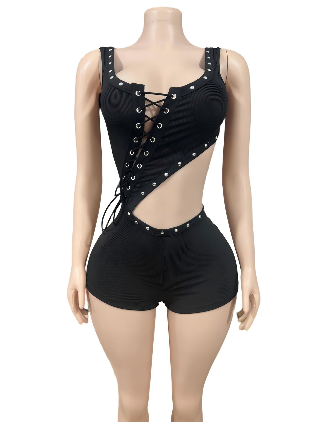 Chic Ribbed Sleeveless Romper & T-Shirt Set
