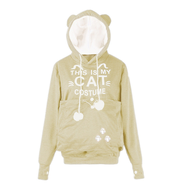 Cute Cat Print Long Sleeve Casual Hooded Sweatshirt