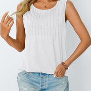 Chic Pleated Sleeveless Vest Top – Curved Hem, Street Style